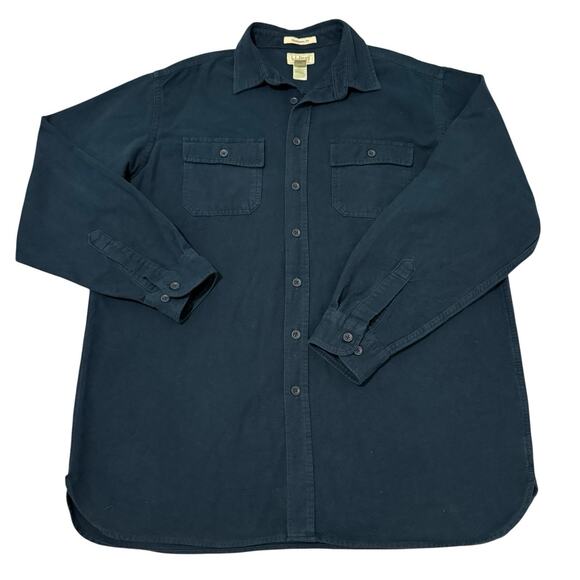 LL Bean Chamois Cloth Long sleeve Shirt Mens XL-Tall Navy Blue Flannel work - Picture 1 of 6